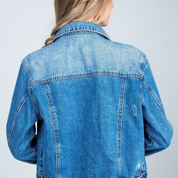 New Medium Washed Denim Jean Jacket - Picture 9 of 11